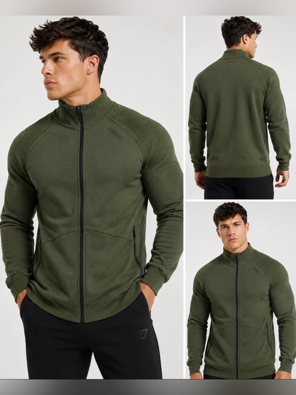 GYMSHARK - New Men’s True knit full Zip up  Jacket sweater hunter green size XL